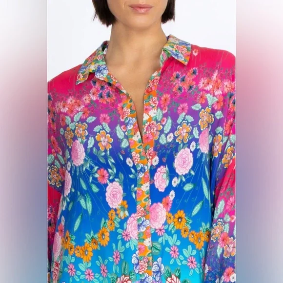 NEW Johnny Was Rainbow Midi Shirt Dress - Picture 8 of 15